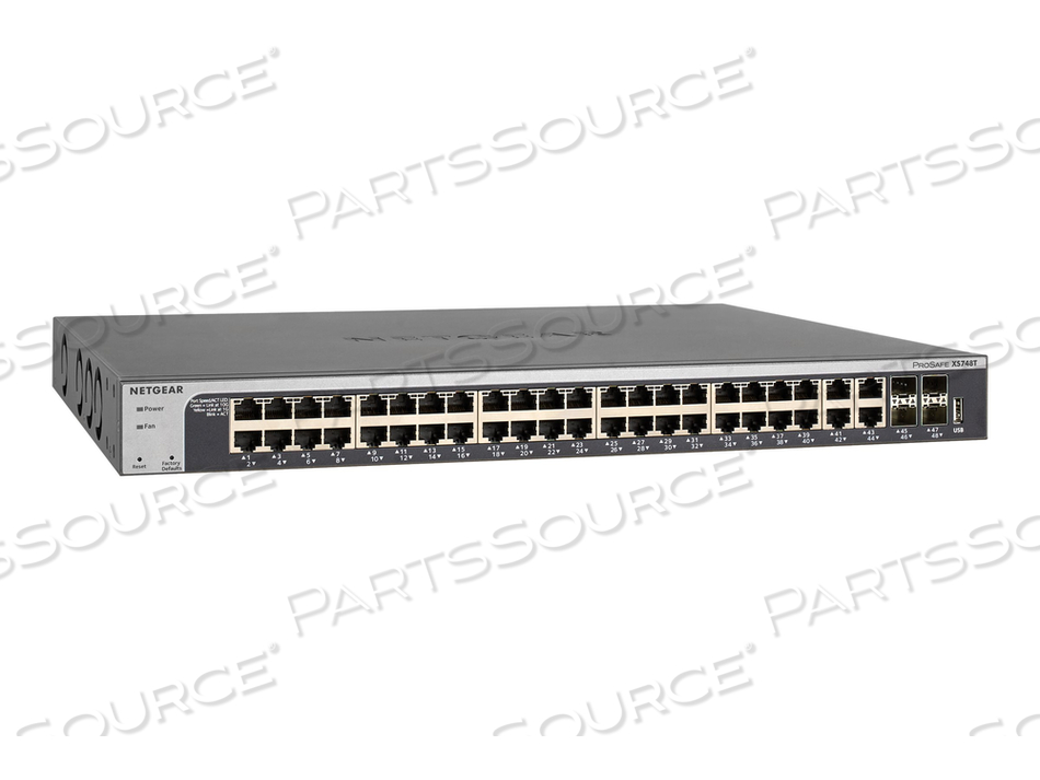 SMART XS748T, SWITCH, L3 LITE, SMART, 44 X 10GBASE-T + 4 X 10 GIGABIT SFP+, DESKTOP, RACK-MOUNTABLE by Netgear