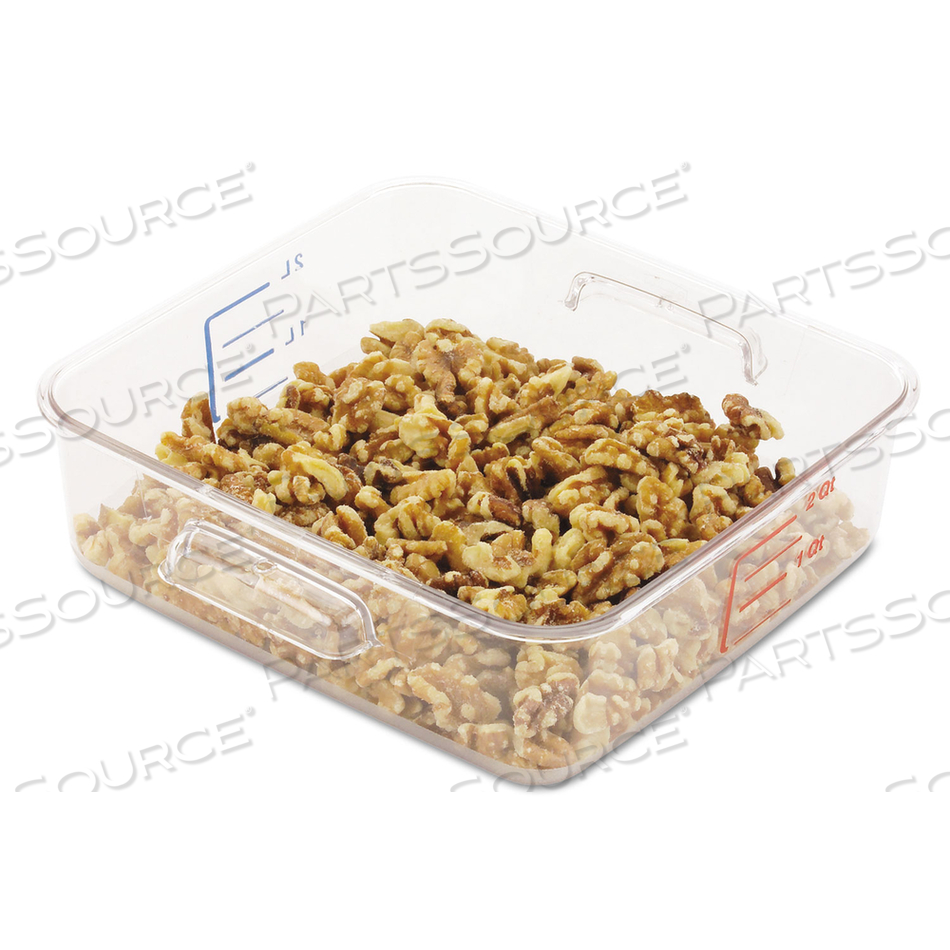 SPACESAVER SQUARE CONTAINERS, 2 QT, 8.8 X 8.75 X 2.7, CLEAR, PLASTIC by Rubbermaid Medical Division
