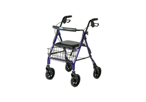 4 WHEEL ROLLATOR WITH HAND BRAKE AND CURVED BACKREST BLUE by Invacare Corporation