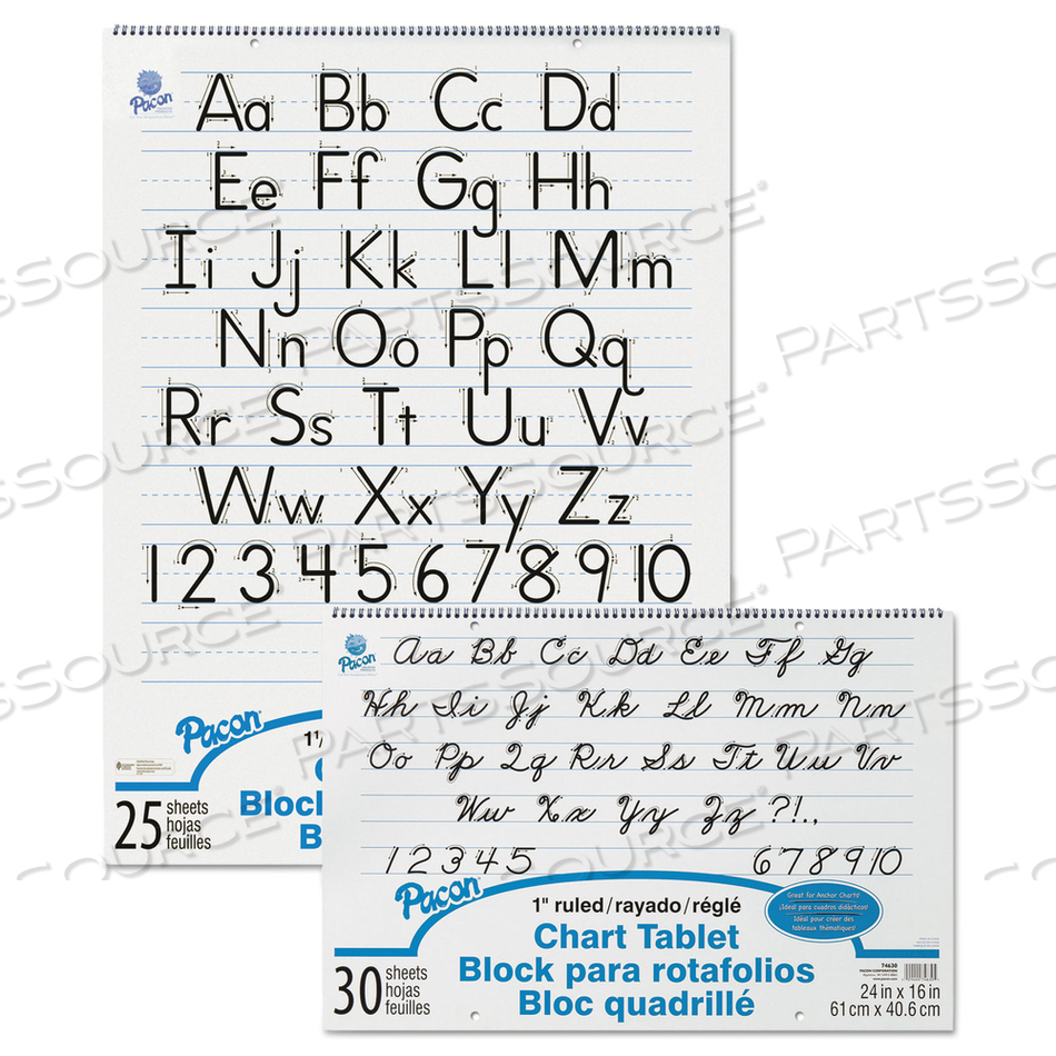 CHART TABLETS, PRESENTATION FORMAT (1" RULE), 24 X 16, WHITE, 30 SHEETS by Pacon