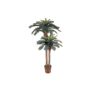 6' & 4' SAGO PALM DOUBLE POTTED SILK TREE by Nearly Natural