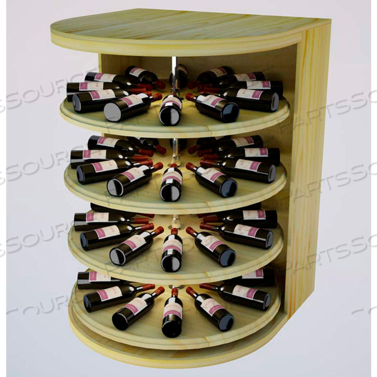 BULK STORAGE, ROTATING WINE BOTTLE CRADLE, 4-LEVEL 4 FT HIGH - UNSTAINED PINE 