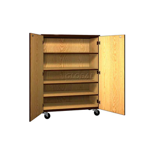 MOBILE WOOD GENERAL STORAGE CABINET, W/LOCKS, SOLID DOOR, 48"W X 22-1/4"D X 66"H, DIXIE OAK/BROWN by Ironwood Manufacturing Inc