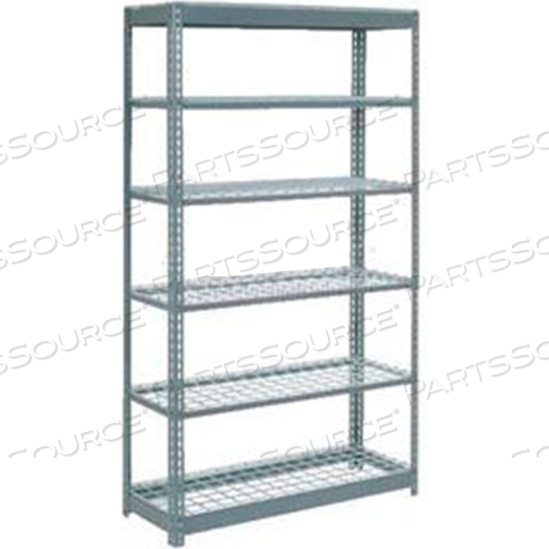 HEAVY DUTY SHELVING 48"W X 24"D X 96"H WITH 6 SHELVES - WIRE DECK - GRAY 