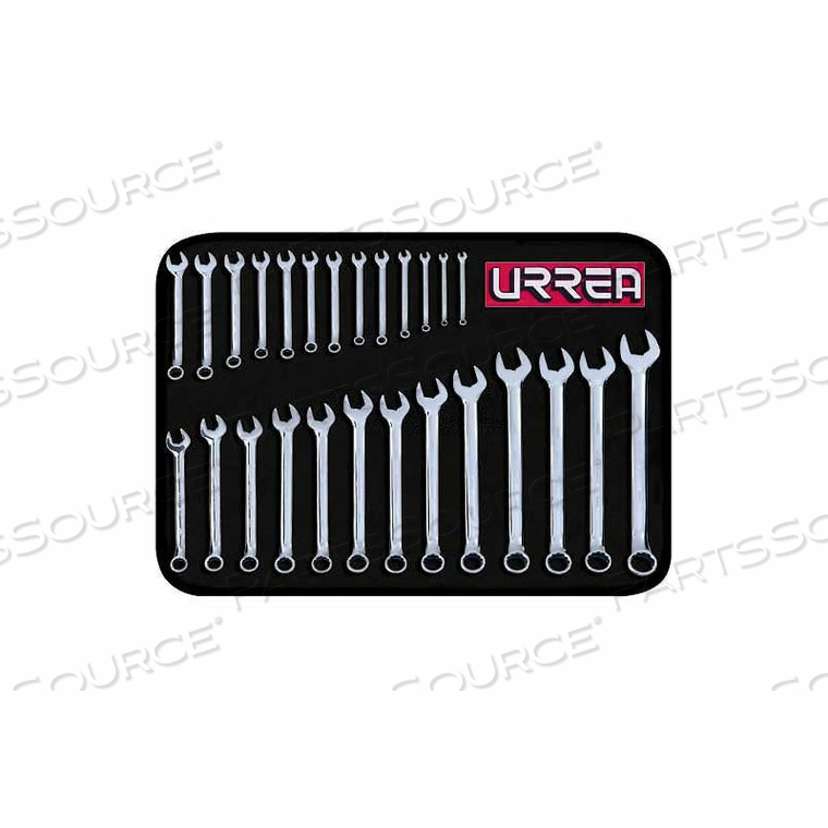 METRIC COMBINATION WRENCH SET, 6 & 12 PT, 6-32 MM OPENING SIZES, 26 PCS by Urrea Professional Tools