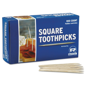 SQUARE WOOD TOOTHPICKS, 2.75", NATURAL, 800/BOX, 24 BOXES/CARTON by Royal Paper