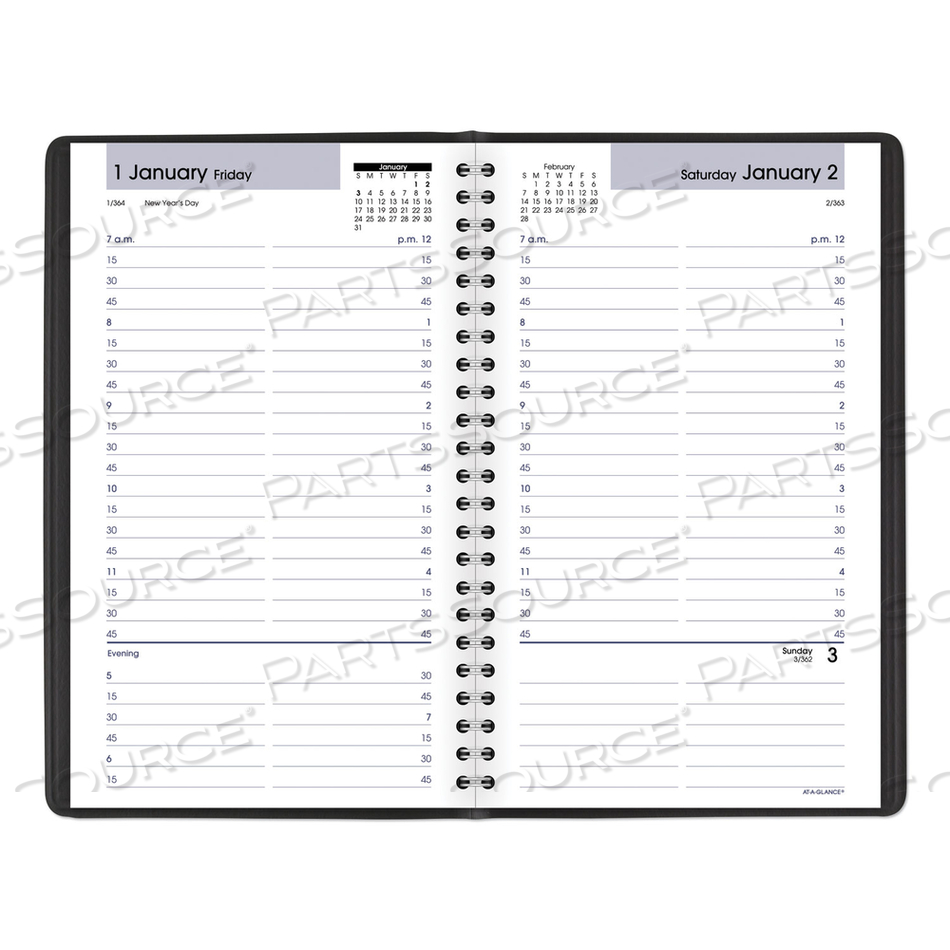 DAYMINDER DAILY APPOINTMENT BOOK, 8.5 X 5.5, BLACK COVER, 12-MONTH (JAN TO DEC): 2023 by At-A-Glance