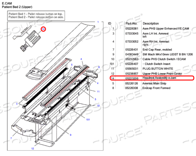 HEADREST ASSEMBLY E.CAM by Siemens Medical Solutions