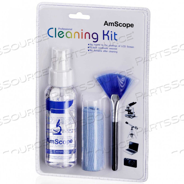 AMSCOPE 3 IN 1 PROFESSIONAL CLEANING KIT FOR MICROSCOPES, CAMERAS, LAPTOPS, LCD SCREENS by United Scope