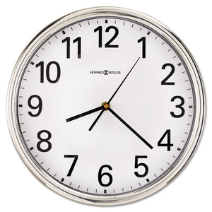 HAMILTON WALL CLOCK, 12" OVERALL DIAMETER, SILVER CASE, 1 AA (SOLD SEPARATELY) by Howard Miller Clock Co