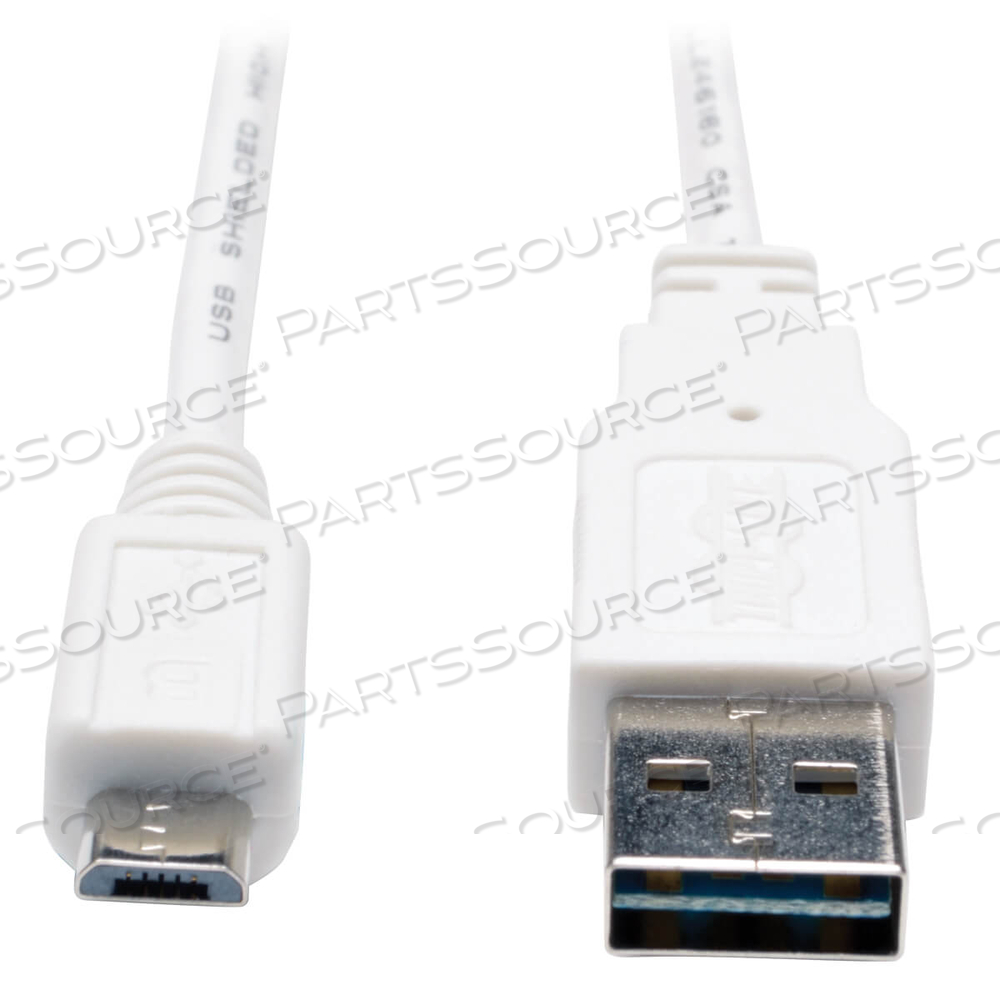 3FT USB 2.0 UNIVERSAL REVERSIBLE CABLE A TO 5PIN MICRO B WHITE by Tripp Lite