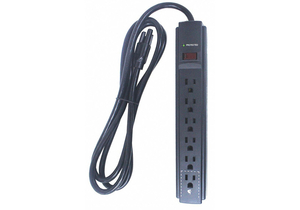 SURGE PROTECTOR OUTLET STRIP, 6 FT, 15 A, 125 VAC, 14 AWG, NEMA 5-15P TO NEMA 5-15R, BLACK by Power First