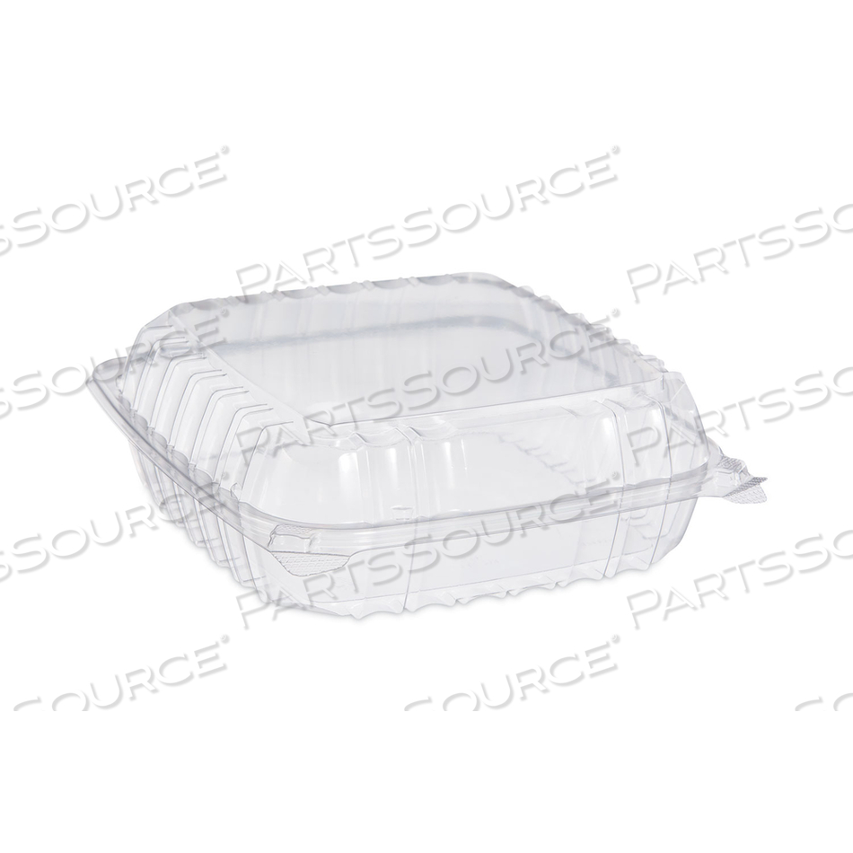 CLEARSEAL HINGED-LID PLASTIC CONTAINERS, 9.3 X 8.8 X 3, CLEAR, PLASTIC, 100/BAG by Dart Container Corporation CLEARSEAL HINGED-LID PLASTIC CONTAINERS, 9.3 X 8.8 X 3, CLEAR, PLASTIC, 100/BAG by Dart Container Corporation