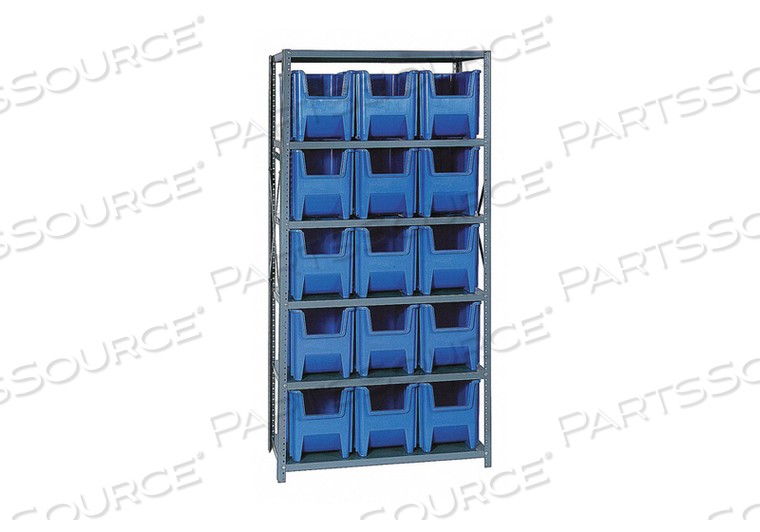 E1494 BIN SHELVING 75 OVERALL H 15 BINS BLUE by Quantum Storage Systems E1494 BIN SHELVING 75 OVERALL H 15 BINS BLUE by Quantum Storage Systems