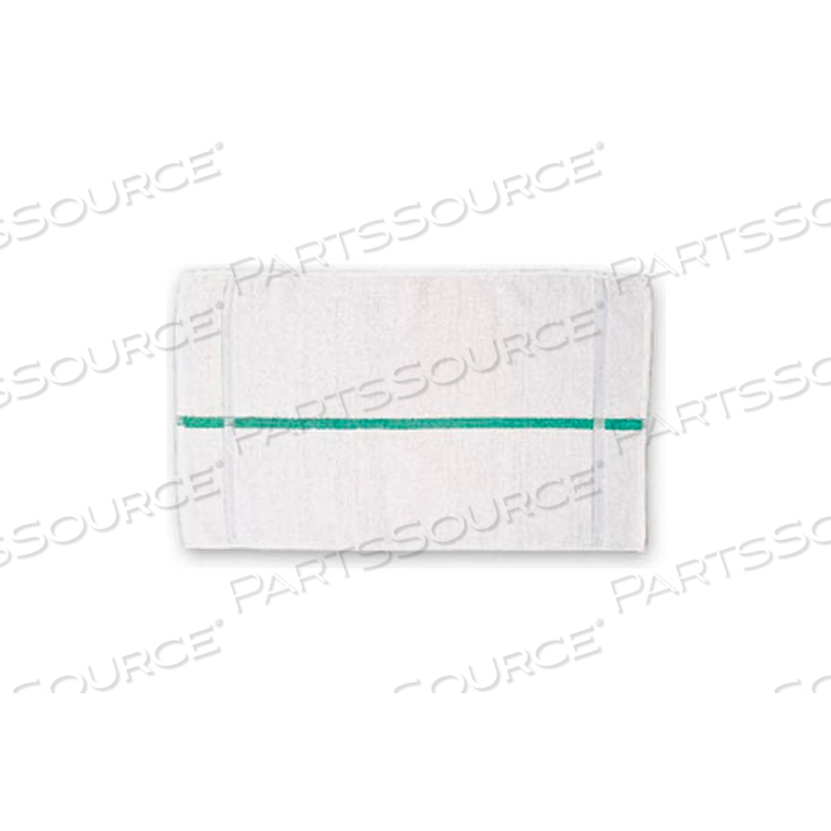 CHEF REVIVAL - BAR TOWEL, 15" X 25, OVERSIZED, EXTRA LONG, WHITE W/GREEN STRIPE - PACK OF 12 by John Ritzenhaler Co