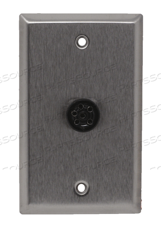 6-PIN ZENITH RECEPTACLE, MOUNTED ON A 1-GANG STAINLESS STEEL PLATE by Crest Healthcare