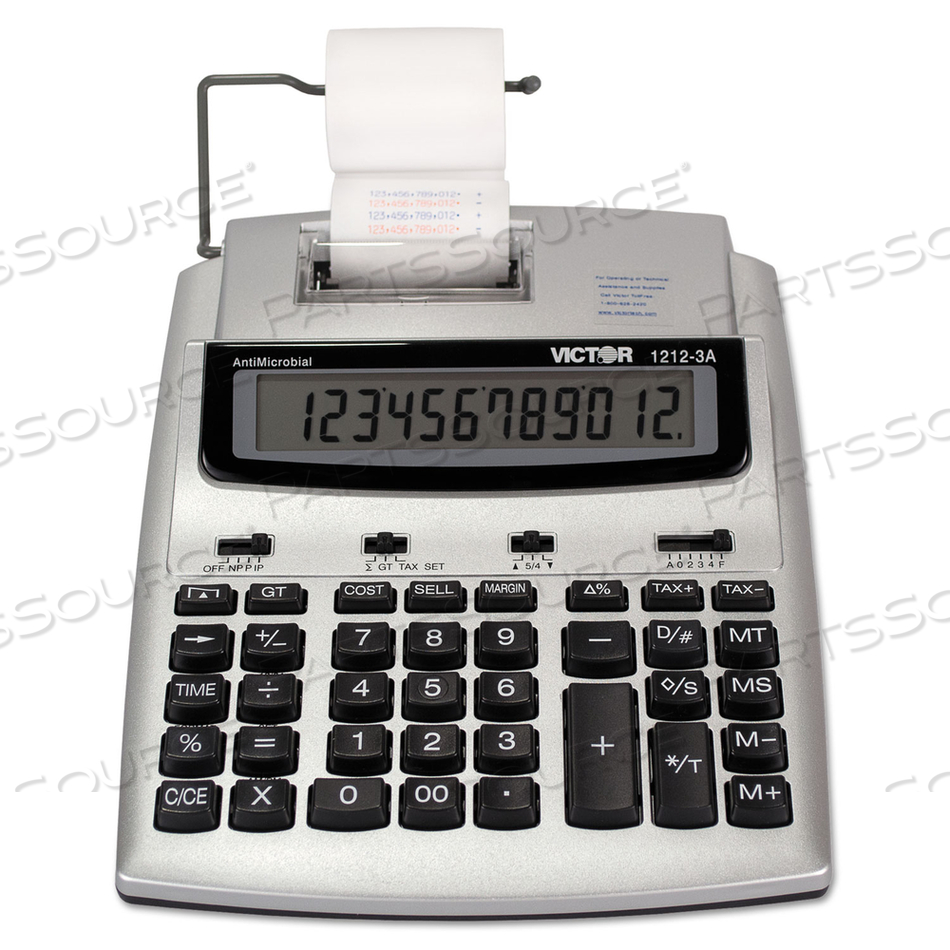 12-DIGIT CALCULATOR, 2 COLOR PRINTING, 7-1/4" X 8-1/4" X 2-1/2", WHITE by Victor Technology, LLC