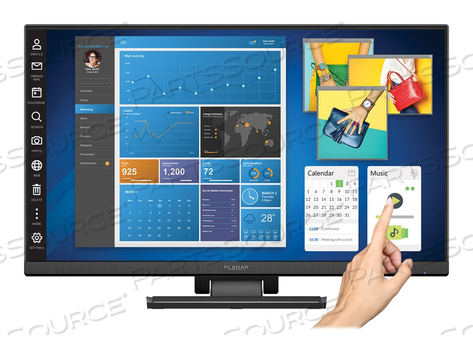 24IN WIDE BLACK HID COMPLIANT PROJECTED CAPACITIVE MULTI-TOUCH FHD IPS EDGE-LIT by Planar Systems