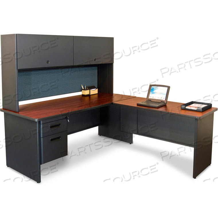 PRONTO DESK WITH RETURN, 72"W X 78"D DARK NEUTRAL/SLATE 