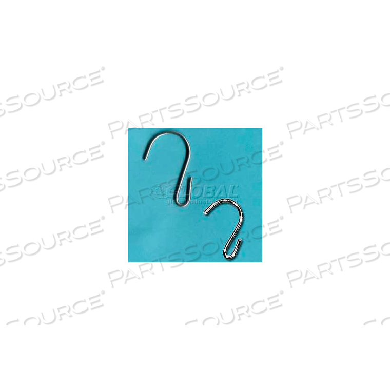 STRIP "S" HOOKS, 1-3/4"L X .080"DIA., OPEN END - ZINC PLATED STEEL 