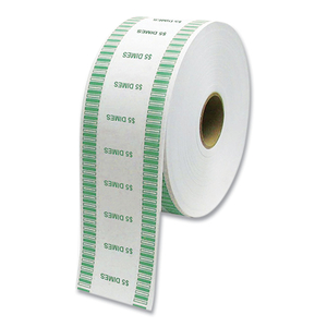 AUTOMATIC COIN WRAPPER ROLL FOR COIN WRAPPING MACHINES, DIMES, $5.00, KRAFT/GREEN, 2,000/ROLL, 8 ROLLS/CARTON by CONTROLTEK