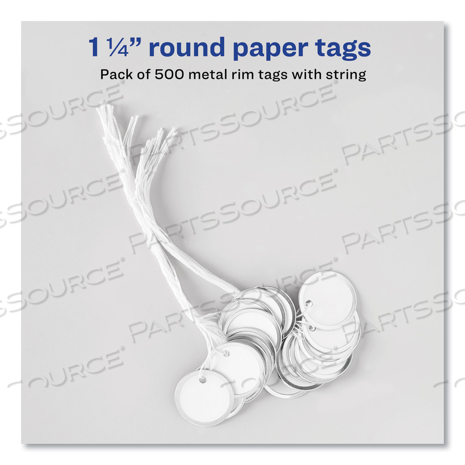 HEAVYWEIGHT STOCK METAL RIM TAGS, 1.25" DIA, WHITE by Avery