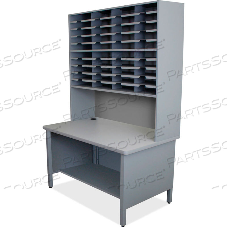 40 SLOT MAILROOM ORGANIZER, 1 STORAGE SHELF, RISER, 84"H X 48"W, SLATE GRAY 