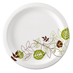 PATHWAYS SOAK PROOF SHIELD HEAVYWEIGHT PAPER PLATES, WISESIZE, 10.13" DIA, GREEN/BURGUNDY by Dixie