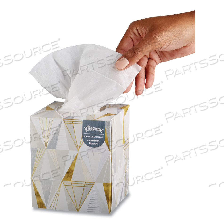 BOUTIQUE WHITE FACIAL TISSUE, 2-PLY, POP-UP BOX, 95 SHEETS/BOX, 3 BOXES/PACK, 12 PACKS/CARTON 