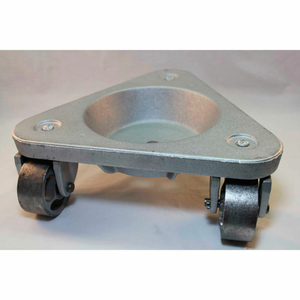 CAST IRON TRIANGULAR CUP DOLLY 3310 - SEMI-STEEL WHEELS - 750 LB. CAPACITY by Bond Casters & Wheels