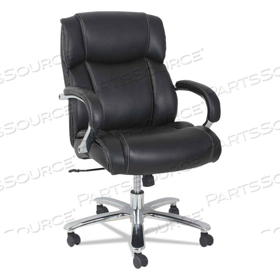 ALERA MAXXIS SERIES BIG/TALL BONDED LEATHER CHAIR, SUPPORTS 450 LB, 21.26" TO 25" SEAT HEIGHT, BLACK SEAT/BACK, CHROME BASE 