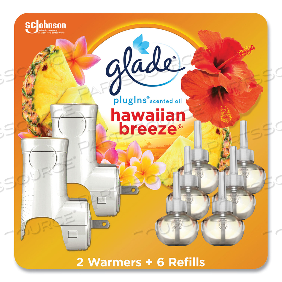 PLUGIN SCENTED OIL, HAWAIIAN BREEZE, 0.67 OZ, 2 WARMERS AND 6 REFILLS/PACK by Glade