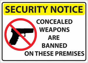 CONCEALED CARRY SIGN TEXT AND SYMBOL ENG by ZING Green Safety Products