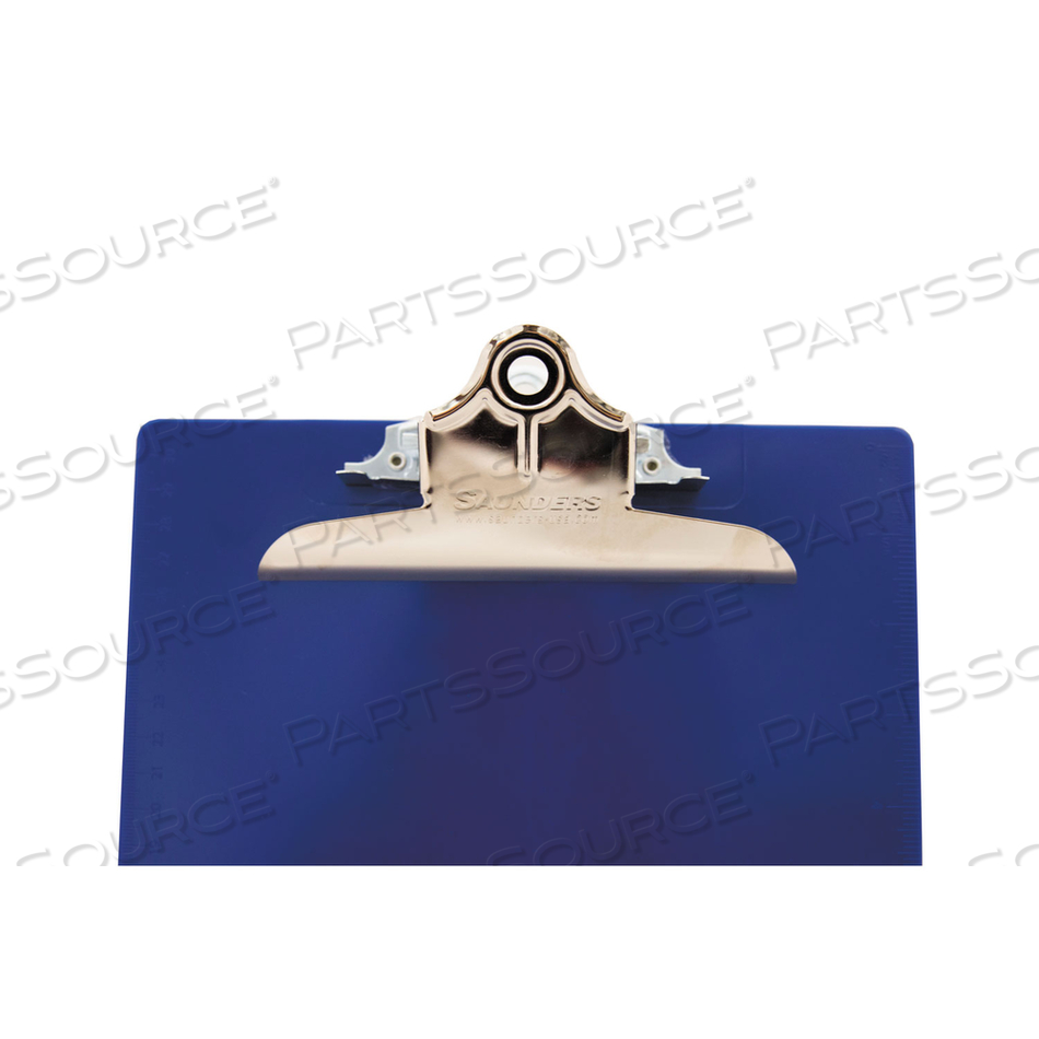 RECYCLED PLASTIC CLIPBOARD WITH RULER EDGE, 1" CLIP CAPACITY, HOLDS 8.5 X 11 SHEETS, BLUE by Saunders RECYCLED PLASTIC CLIPBOARD WITH RULER EDGE, 1" CLIP CAPACITY, HOLDS 8.5 X 11 SHEETS, BLUE by Saunders