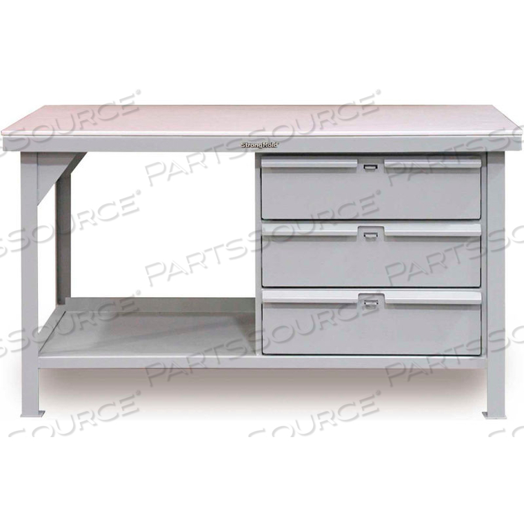 60"W X 36"D 3 DRAWER PLASTIC TOP WORKBENCH by Strong Hold