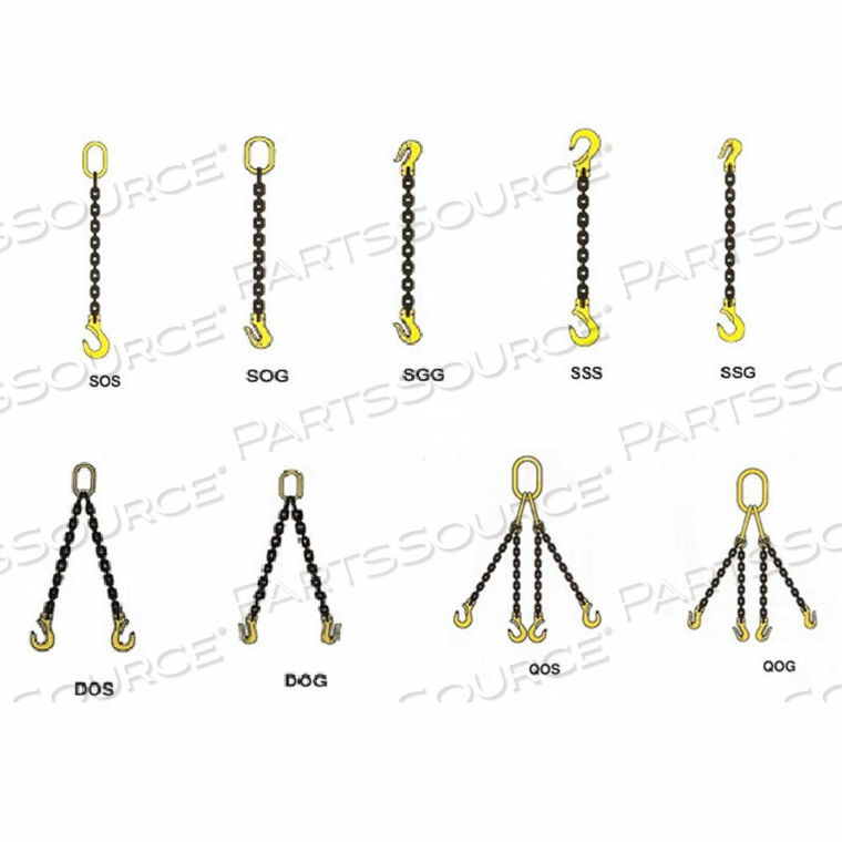 3/8" X 3' SINGLE LEG ALLOY CHAIN SLING WITH OBLONG SLING HOOK & LATCH 