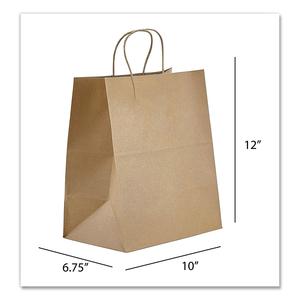 KRAFT PAPER BAGS, BISTRO, 10 X 6.75 X 12, NATURAL, 250/CARTON by Prime Time Packaging