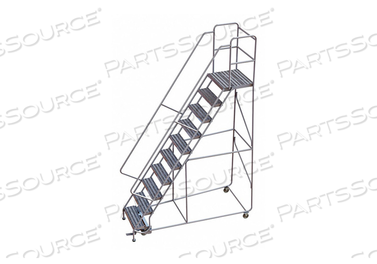 ROLLING LADDER 10 STEP ALUMINUM RIBBED by Tri-Arc