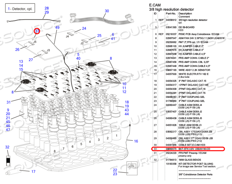 BAT-STK 4.8V .030AH NI-CD by Siemens Medical Solutions