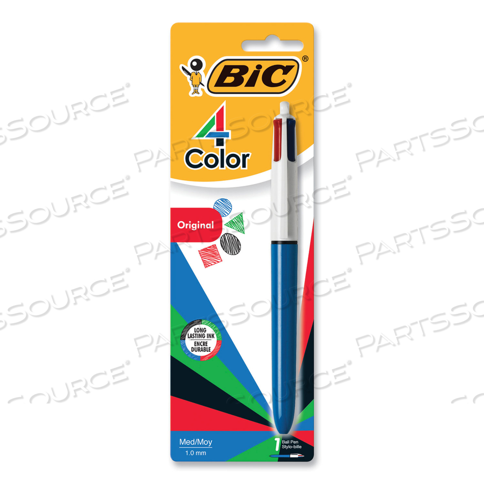 4-COLOR MULTI-COLOR BALLPOINT PEN, RETRACTABLE, MEDIUM 1 MM, BLACK/BLUE/GREEN/RED INK, BLUE BARREL 