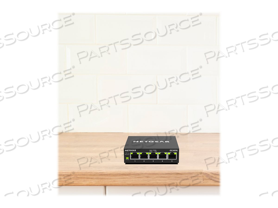 PLUS GS305E, SWITCH, MANAGED, 5 X 10/100/1000, DESKTOP, RACK-MOUNTABLE, WALL-MOUNTABLE by Netgear