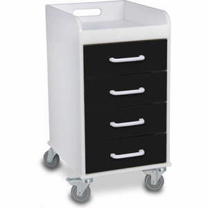 COMPACT 4 DRAWER LOCKING MEDICAL CART, BLACK, 14"W X 19"D X 27"H by TrippNT, Inc