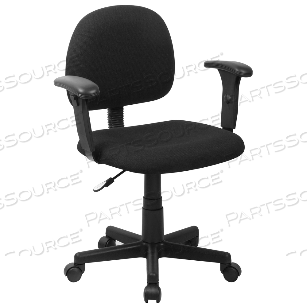 WAYNE MID-BACK BLACK FABRIC SWIVEL TASK OFFICE CHAIR WITH ADJUSTABLE ARMS by Flash Furniture
