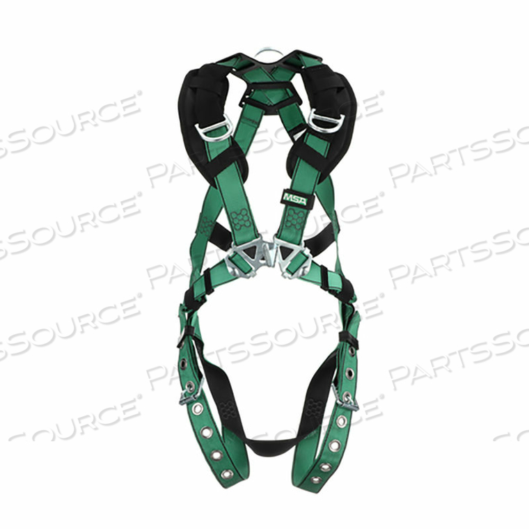 HARNESS, BACK & SHOULDER D-RINGS, TONGUE BUCKLE LEG STRAPS, EXTRA LARGE by MSA Safety Sales, LLC