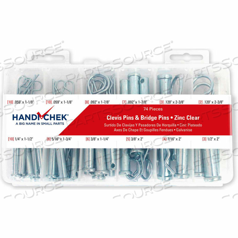 CLEVIS PIN AND BRIDGE PIN ASSORTMENT CARBON STEEL PLAIN 74 PIECE by Flint Hills Trading