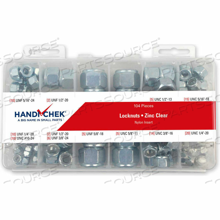 LOCK NUT FINE THREAD ZINC ASSORTMENT 104 PIECE by Flint Hills Trading