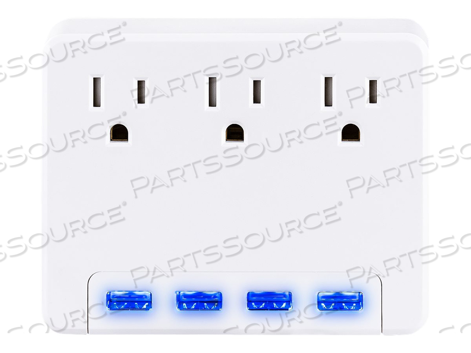 PROFESSIONAL SERIES P3WU, SURGE PROTECTOR, AC 125 V, OUTPUT CONNECTORS: 3, WHITE by CyberPower