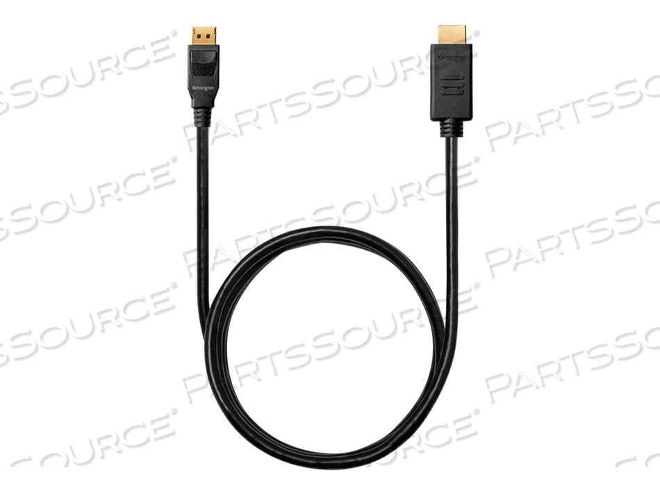 DISPLAYPORT 1.2 (M) TO HDMI (M) PASSIVE CABLE, 6FT, ADAPTER CABLE, DISPLAYPORT MALE TO HDMI MALE, 6 FT, BLACK, PASSIVE, 1080P SUPPORT by Kensington Computer Products DISPLAYPORT 1.2 (M) TO HDMI (M) PASSIVE CABLE, 6FT, ADAPTER CABLE, DISPLAYPORT MALE TO HDMI MALE, 6 FT, BLACK, PASSIVE, 1080P SUPPORT by Kensington Computer Products