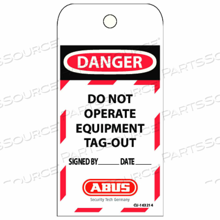 T100 LAMINATED VINYL DO NOT OPERATE SAFETY LOCKOUT TAG by Abus T100 LAMINATED VINYL DO NOT OPERATE SAFETY LOCKOUT TAG by Abus