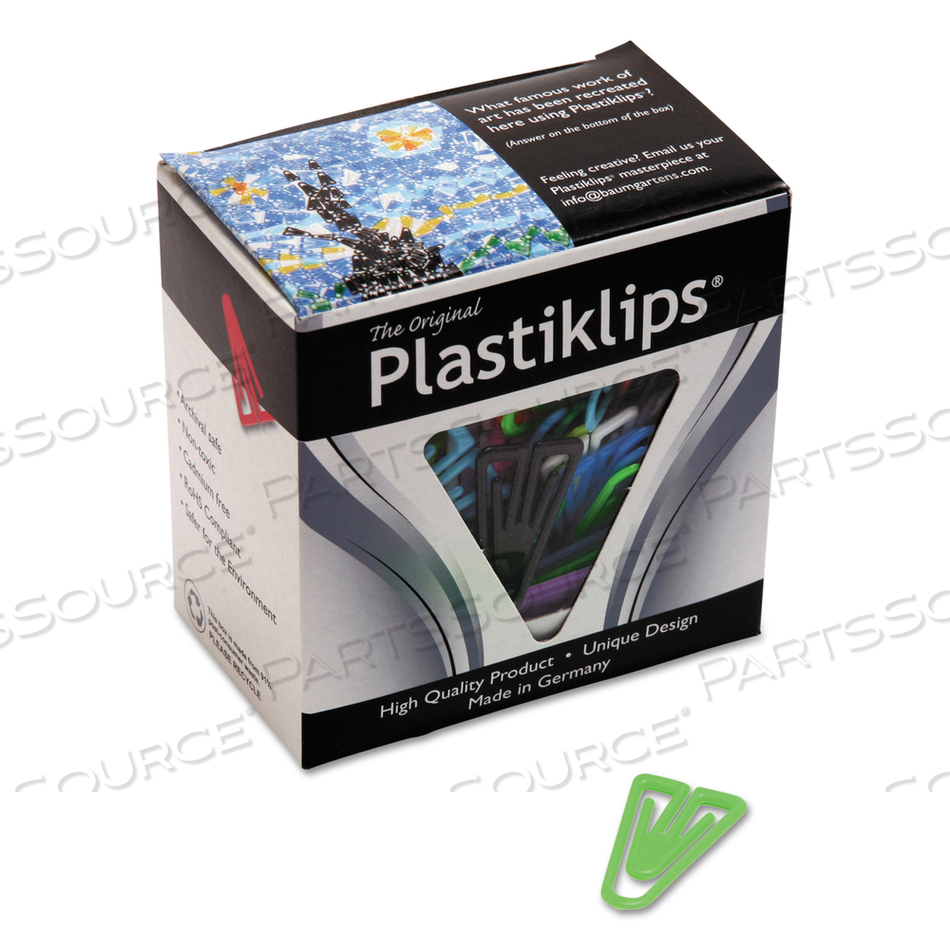 PLASTIKLIPS PAPER CLIPS, LARGE, SMOOTH, ASSORTED COLORS by Baumgartens